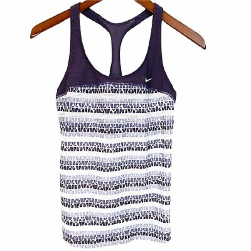 NIKE WOMENS RACERBACK BLACK AND WHITE AND GRAY TANK TOP
